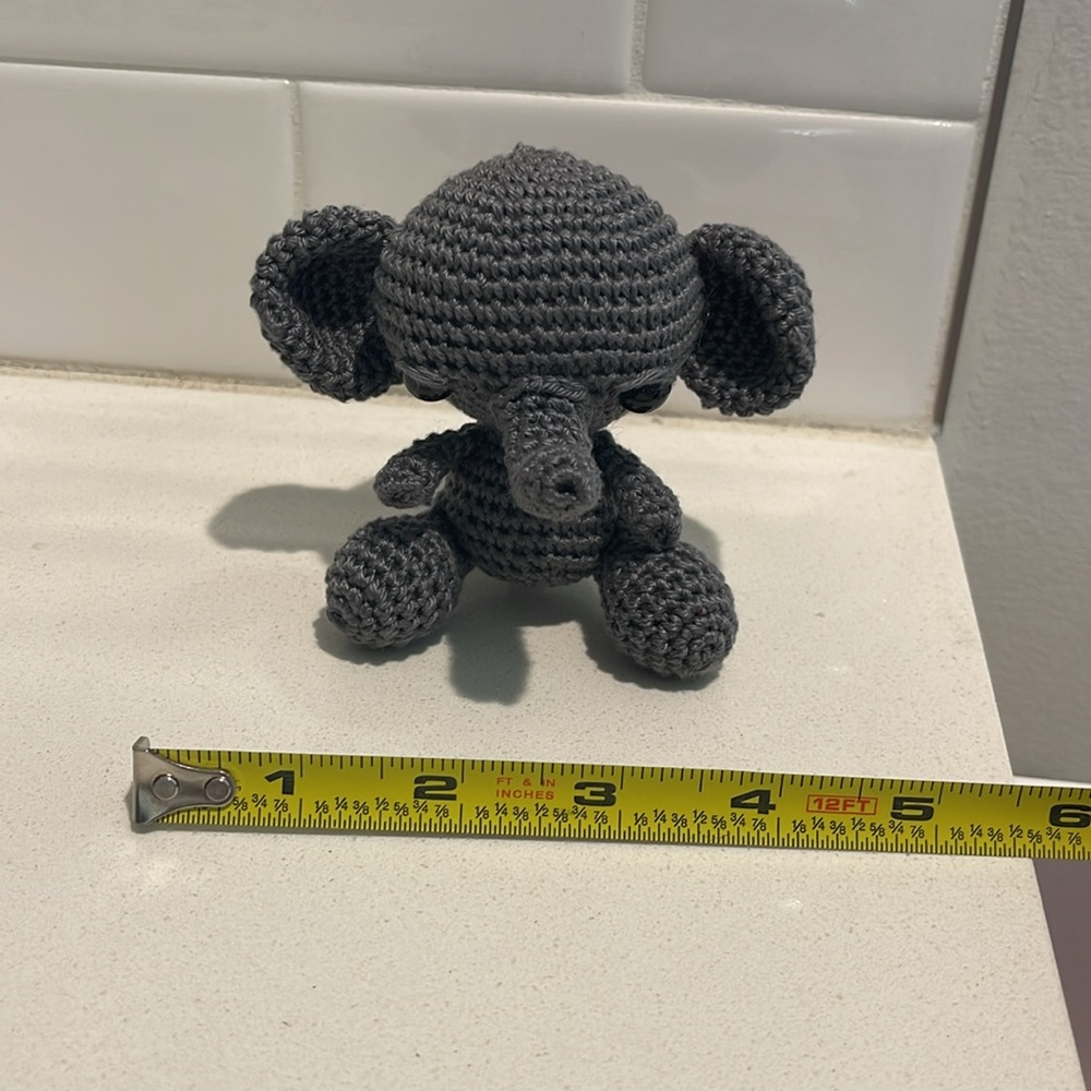 Handcrafted Elephant Figure Toy Crochet Amigurumi Doll Decor - Picture 10 of 11